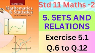 Exercise 51 Class 11th Chapter 5Sets amp Relations Question 6 to 12 Maths 2  Maharashtra Board [upl. by Yssac]