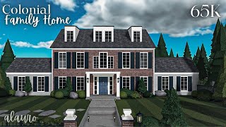 Colonial Family Home  65K Exterior  Bloxburg Speed Build [upl. by Olwena990]