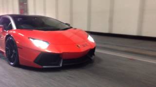 Aventador Flames  London Tunnel Run  Piccadilly Boy Racer [upl. by Nyrat]