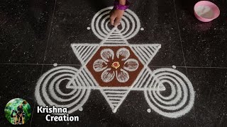 Margazhi madham special kolam  Easy padi kolam design with 5x3 dots  Dhanurmasam muggulu [upl. by Aiam429]