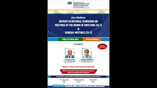 Live Webinar on Meetings of Board of Directors SS1 and Revised Secretarial Standard [upl. by Soulier901]