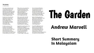 The Garden  Andrew Marvell  Short Summary  in Malayalam [upl. by Fedora855]