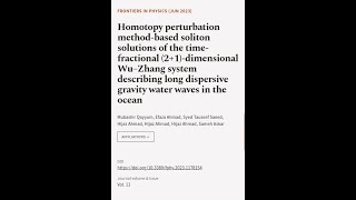 Homotopy perturbation methodbased soliton solutions of the timefractional 21dim  RTCLTV [upl. by Shanks]