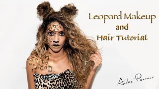 Leopard Halloween Makeup and Hair Easier than it looks 🤩  TUTORIAL  ARIBA PERVAIZ [upl. by Nosnah]