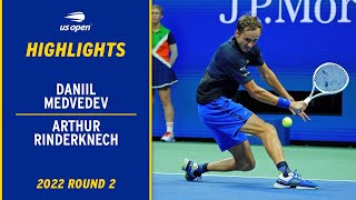 Daniil Medvedev vs Arthur Rinderknech Highlights  2022 US Open Round 2 [upl. by Adeys425]