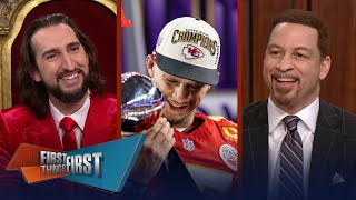 Chiefs win Super Bowl Mahomes tweets ‘Never A Doubt’ amp Nick celebrates  NFL  FIRST THINGS FIRST [upl. by Acinorev]