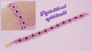 Peyote stitch braceletCrystals braceletEasy bracelet making at homeHandmade jewelryDiy Beading [upl. by Revorg]