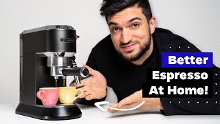 How To Make Better Coffee on Home Espresso Machine DeLonghi Dedica EC685 Tutorial [upl. by Natsuj]