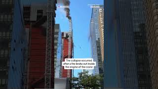 A crane collapsed off of a building in New York City injuring 5 people including a firefighter [upl. by Ynafetse]