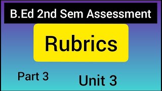 RubricsBEd 2nd Sem Assessmentunit 3part 3 [upl. by Elkcim]