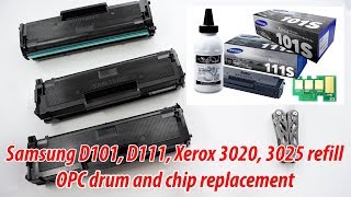 How to Refill Samsung D101 D111 toner cartridges OPC Drum and Chip Replacement [upl. by Emile]