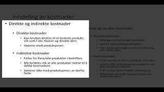 Kostnader 1  introduksjon og begrepsavklaring [upl. by Avehs]