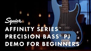 Squier Affinity Series Precision Bass PJ Demo For Beginners  Fender [upl. by Erodoeht]