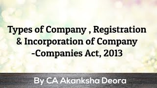 Types of Company  Registration amp Incorporation  Companies Act 2013 [upl. by Llert]