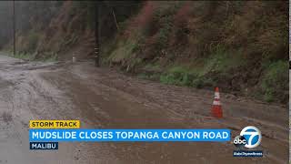 Topanga Canyon Blvd closed in Malibu after mudslide  ABC7 [upl. by Brittani]