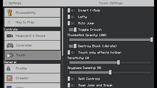 Minecraft Basic Settings 2022  Pocket Edition Touch Settings android minecraft [upl. by Hsetim718]