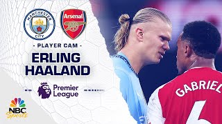 Player Cam Man Citys Erling Haaland doesnt back down v Arsenal  Premier League  NBC Sports [upl. by Nahsrad]