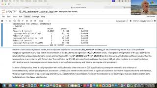 Applied Spatial Regression Analysis  Notebooks ML Estimation Spatial Lag Model [upl. by Mok]