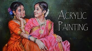 SAKHI  Figurative Portrait Painting in Acrylic by Debojyoti Boruah [upl. by Annawd]