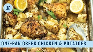 OnePan Lemony Chicken amp Potatoes Classic Greek Food [upl. by Nitsrik757]