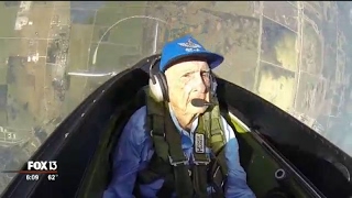 96yearold WWII pilot takes flight again in Tampa [upl. by Ahsa]