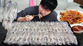 제철 꼴뚜기회엔 소주 못참지🦑 Ft회무침 호래기회 혼술 리얼먹방 Raw Baby squid MUKBANG ASMR REALSOUND EATINGSHOW [upl. by Adnauqahs]