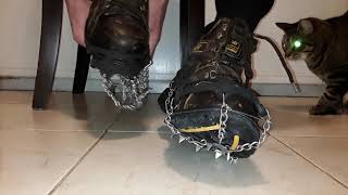 How to put on ice cleats or crampons [upl. by Aettam]