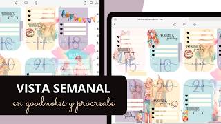 VISTA SEMANAL EN LA AGENDA DIGITAL  TUTORIAL GOODNOTES 6 Y PROCREATE [upl. by Del]