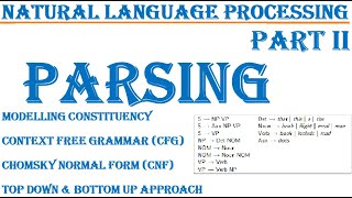 Part 2 NLP Parsers Modelling Constituency CFG Chomsky Normal Form CNF Top down amp Bottom Up [upl. by Nnylhtak]