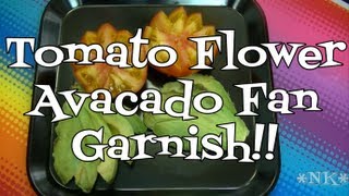 How to Garnish Tomato Flowers amp Avacado Fans Noreens Kitchen [upl. by Ynohtna395]