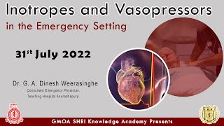 Inotropes and Vasopressors in the Emergency Setting  Dr G A Dinesh Weerasinghe [upl. by Thalassa]