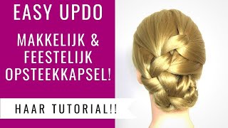 FEESTELIJK OPSTEEKKAPSEL  MAKKELIJK OPSTEKEN HALFLANG EN LANG HAAR MET KNOPEN  Dazzling Beauty [upl. by Inwat]