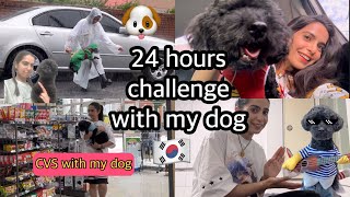 🇰🇷24 HOURS CHALLENGE WITH MY DOG ♥️🐶 he ate at CVS for the first time [upl. by Sandor240]