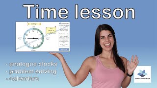 Telling the time for kids  Hours half hours quarters minutes  Calendars  Sense Education [upl. by Ronnoc]