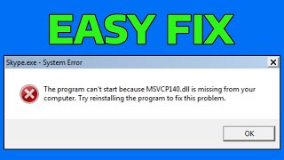 How To Fix msvcp140dll Missing Error in Windows 11  10 [upl. by Alanah]