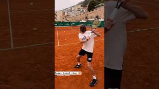 Stefanos Tsitsipas practicing in MonteCarlo Awesome court level view tennis [upl. by Kincaid692]