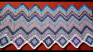 Crochet Granny square blanket with zig zags How to make a granny square blanket with zig zags [upl. by Huber]