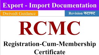 RCMC RCMC in Export Registration cum Membership Certificate Export Import Documentation mba [upl. by Etnaik388]