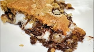 How to Make CHEWY SMORES COOKIE BAR Pizza Cookie Like BJS Pizookie  CookwithApril [upl. by Twum]