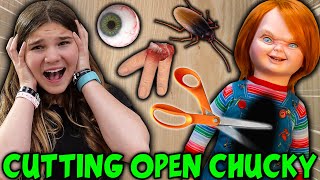 Cutting Open Creepy Chucky Doll Whats Inside Evil Villain [upl. by Kinsley582]