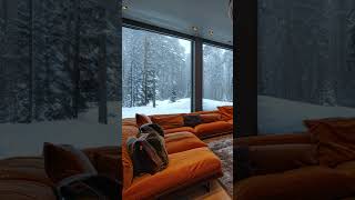 Relax in a Cozy Winter Retreat Fireplace Comfort Snowstorm Ambience amp Soft Winds snow winter [upl. by Doria]