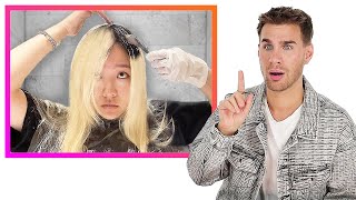 Hairdresser Reacts To CHAOTIC Blonde to Black Hair Transformations [upl. by Naivaj]