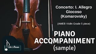 Concerto I Allegro Giocoso Komarovsky  Piano Accompaniment sample [upl. by Ardehs]