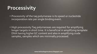 Taq DNA polymease and its key features [upl. by Demakis]