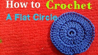 how to crochet a flat circle easy merajut bentuk lingkaran mudah [upl. by Lindner]