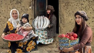 Fish cooked in pomegranate and onion sauce Cooking in the village [upl. by Ysnap470]