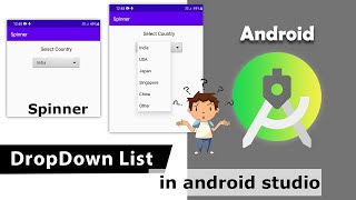 Spinner in android studio  Create dropdown list  DropDown Menu in android  49 [upl. by Ruhtra783]