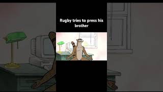 Hood regular show rigby presses older brother funny regularshow [upl. by Ileana]