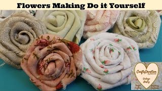 Folded Rose Diy Fabric Flower Tutorial for beginners Shabby Chic flower no sew rose [upl. by Helse904]