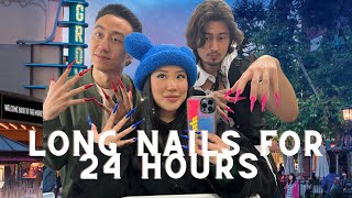 Long Nail Challenge for 24 Hours [upl. by Adien]